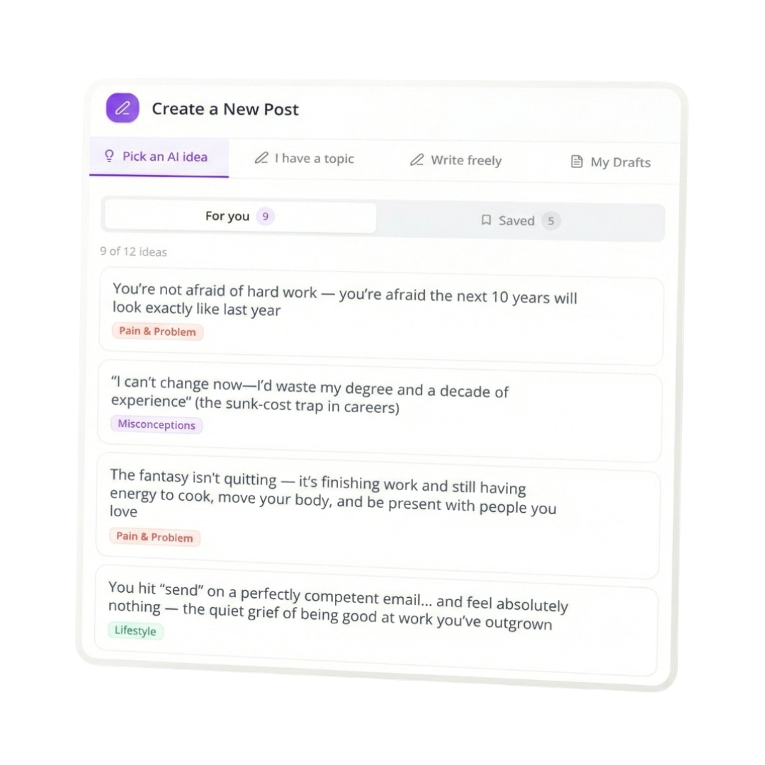 Content ideas screenshot